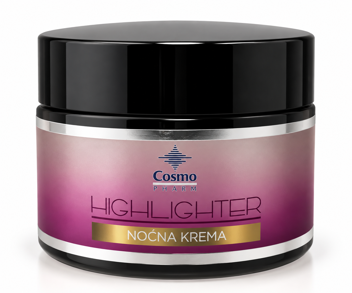 Cosmopharm Highlighter noćna krema 50 ml sa crnim poklopcem i ljubičastom etiketom
