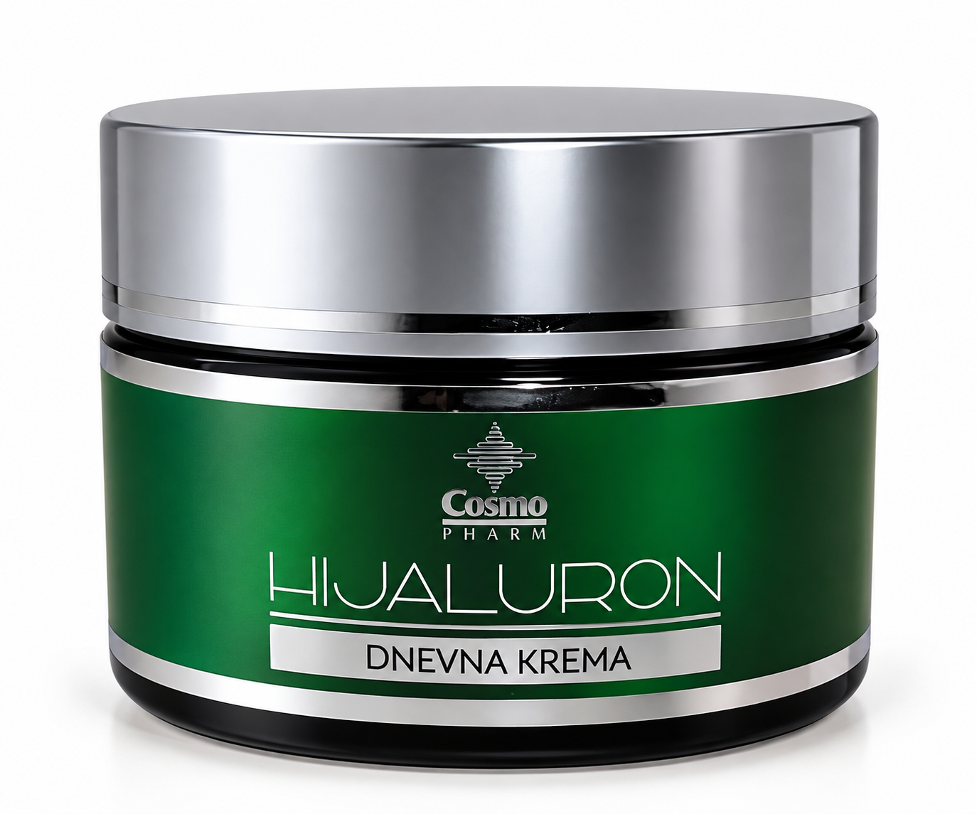 Cosmopharm Hijaluron dnevna krema 50 ml sa zelenom etiketom i srebrnim poklopcem