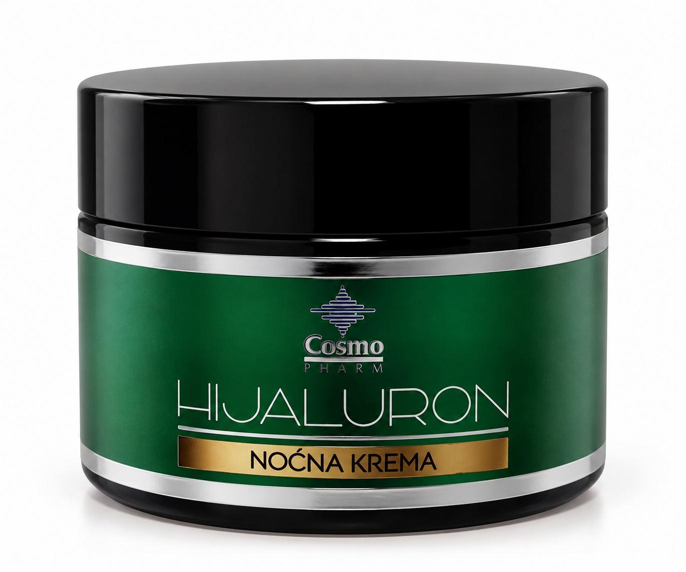 Cosmopharm Hijaluron noćna krema 50 ml sa tamnozelenom etiketom i crnim poklopcem