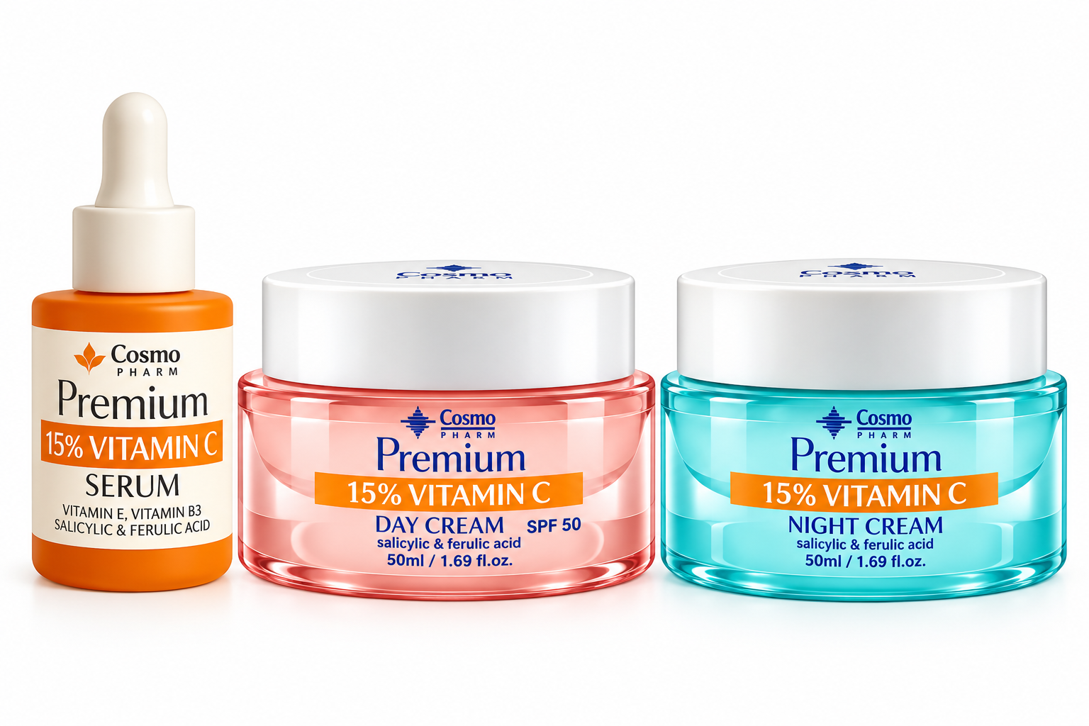 Cosmopharm Premium 15% Vitamin C set – serum, dnevna i noćna krema